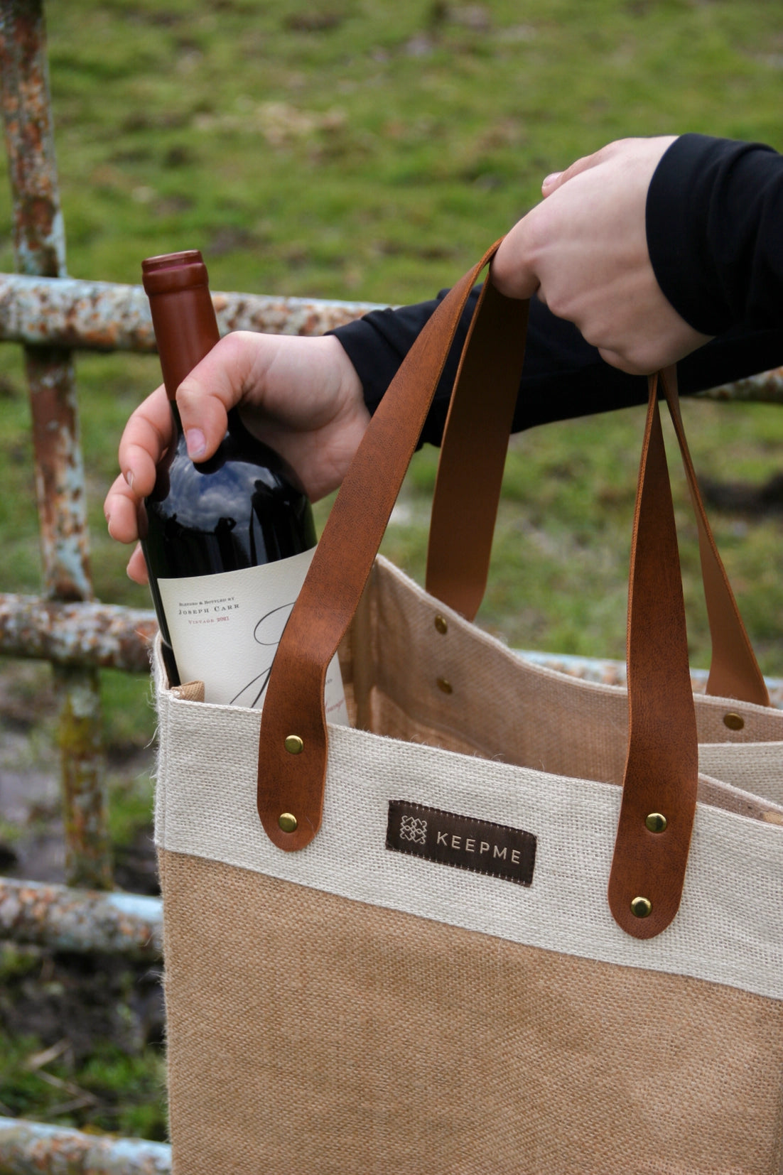 KeepMe Jute Convertible Beverage Tote