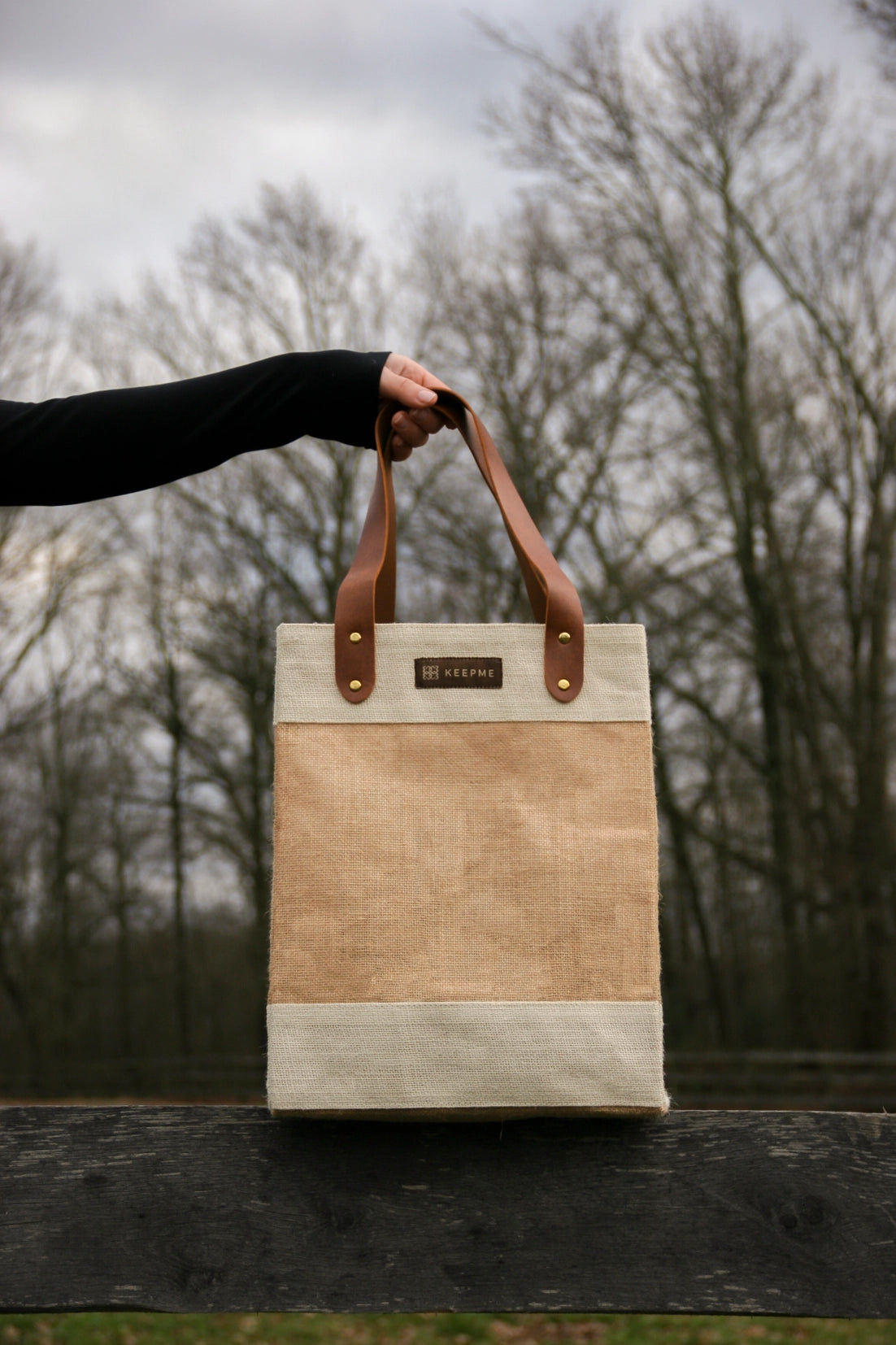KeepMe Jute Convertible Beverage Tote