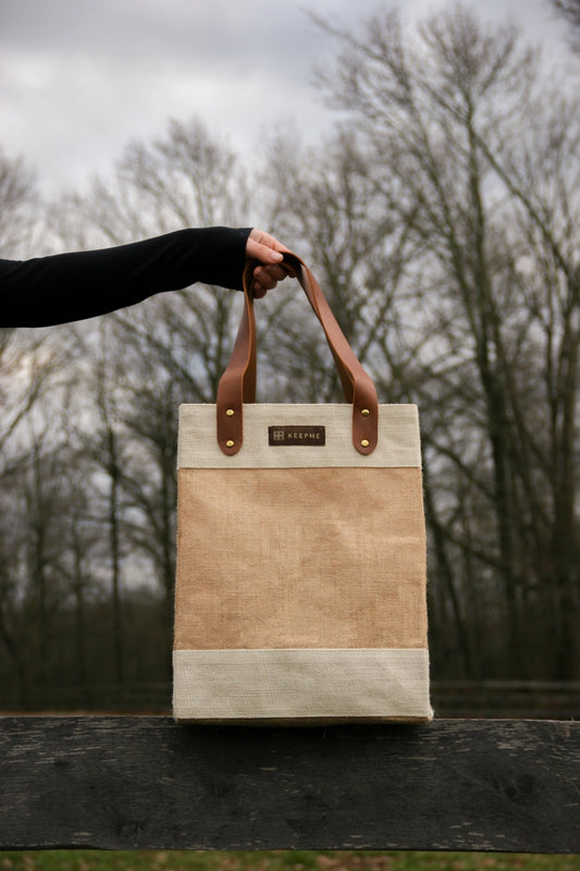 KeepMe Jute Convertible Beverage Tote
