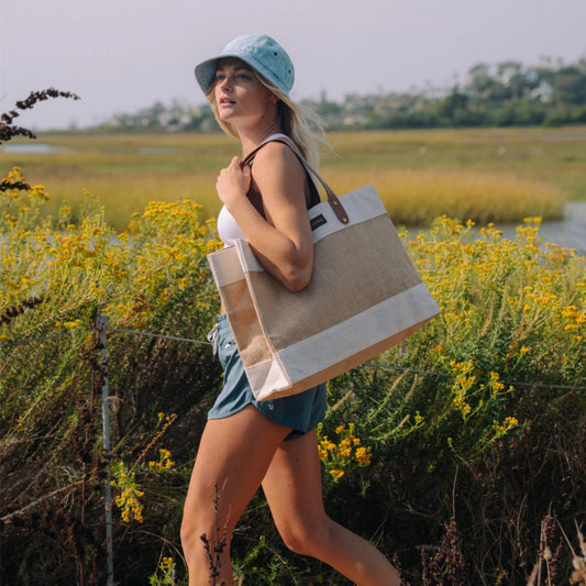 Jute Reusable Market Tote - Cream White Small Case Packs
