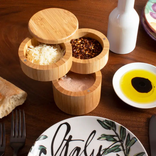 Triple Salt Box, 3-Tier Salt Cellar Storage Box